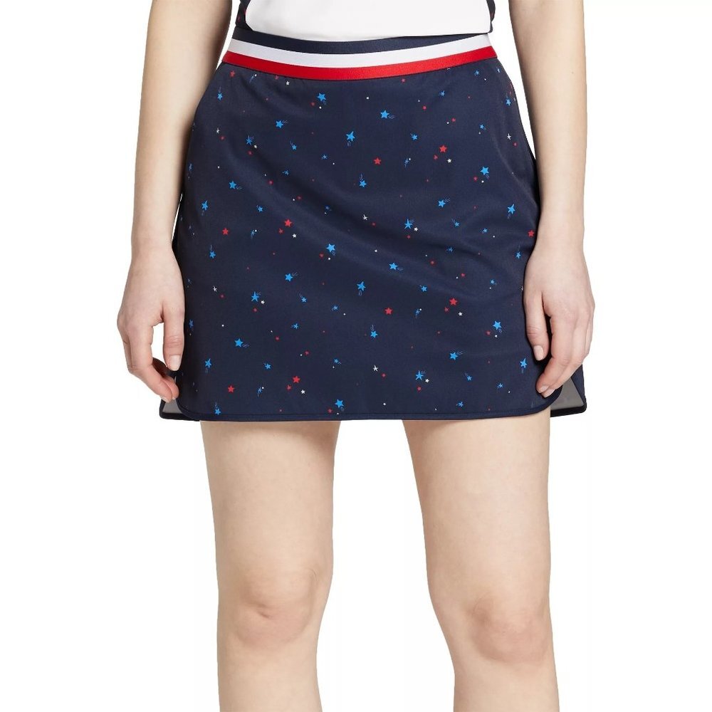 Lady Hagen Women's Contrast Trim Golf Skort Navy Star Print - Size XXL
